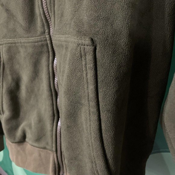 NIKE Women's full zip hooded microfleece jacket OLIVE/BLACK COLORBLOCK sz M-GUC - Picture 10 of 15